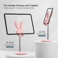 thumbnail image 2 of Cute Bunny Phone Stand, Angle Height Adjustable Cell Phone Stand For Desk, Thick Case Friendly Phone Holder Stand, Compatible With Iphone, Kindle, Ipad, Switch, Tablets, All Phones, 2 of 7