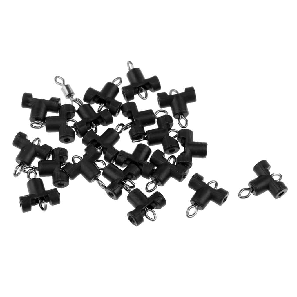 20PCS PULLEY SLIDER SWIVEL RIG BEADS FOR SEA FISHING BAIT CLIP LINE RIGS BLACK 