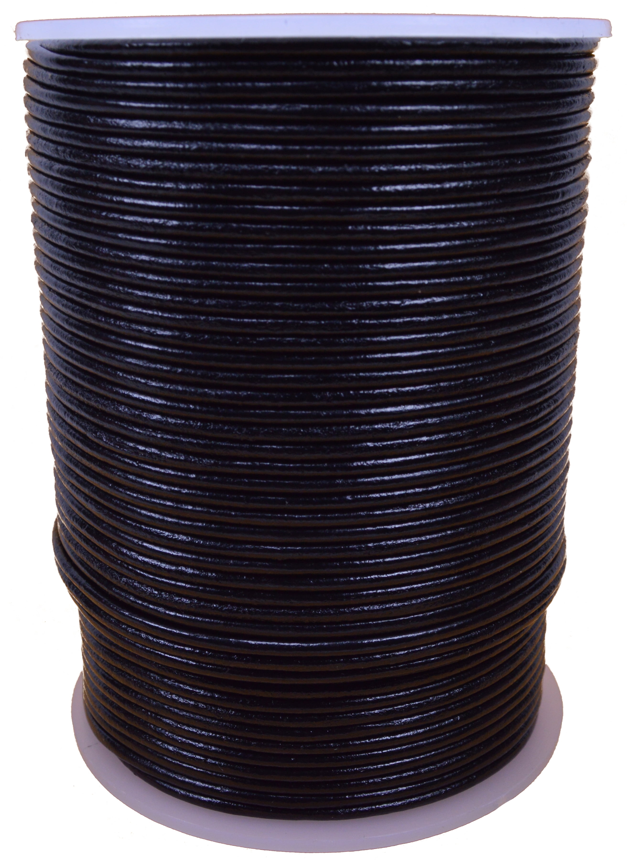 Black Genuine Leather Round Cord - 2mm X 100m