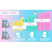 Rainbow Unicorn Adjustable Roller Skates for Kids with Light up Wheels for Girls and Boys-Small(10C-13C US)