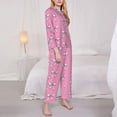 thumbnail image 3 of Pofeuu Beautiful pink bow Print Womens Pajamas Set Long Sleeve Sleepwear Button Down Nightwear Soft Pj Lounge Sets Button Down Pajamas Women-X-Large, 3 of 7