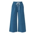 thumbnail image 4 of Zpanxa Wide Leg Sweatpants Women, Drawstring Elastic Waist, Loose Fit Solid Color Casual Lounge Athletic Bottoms, 4 of 7