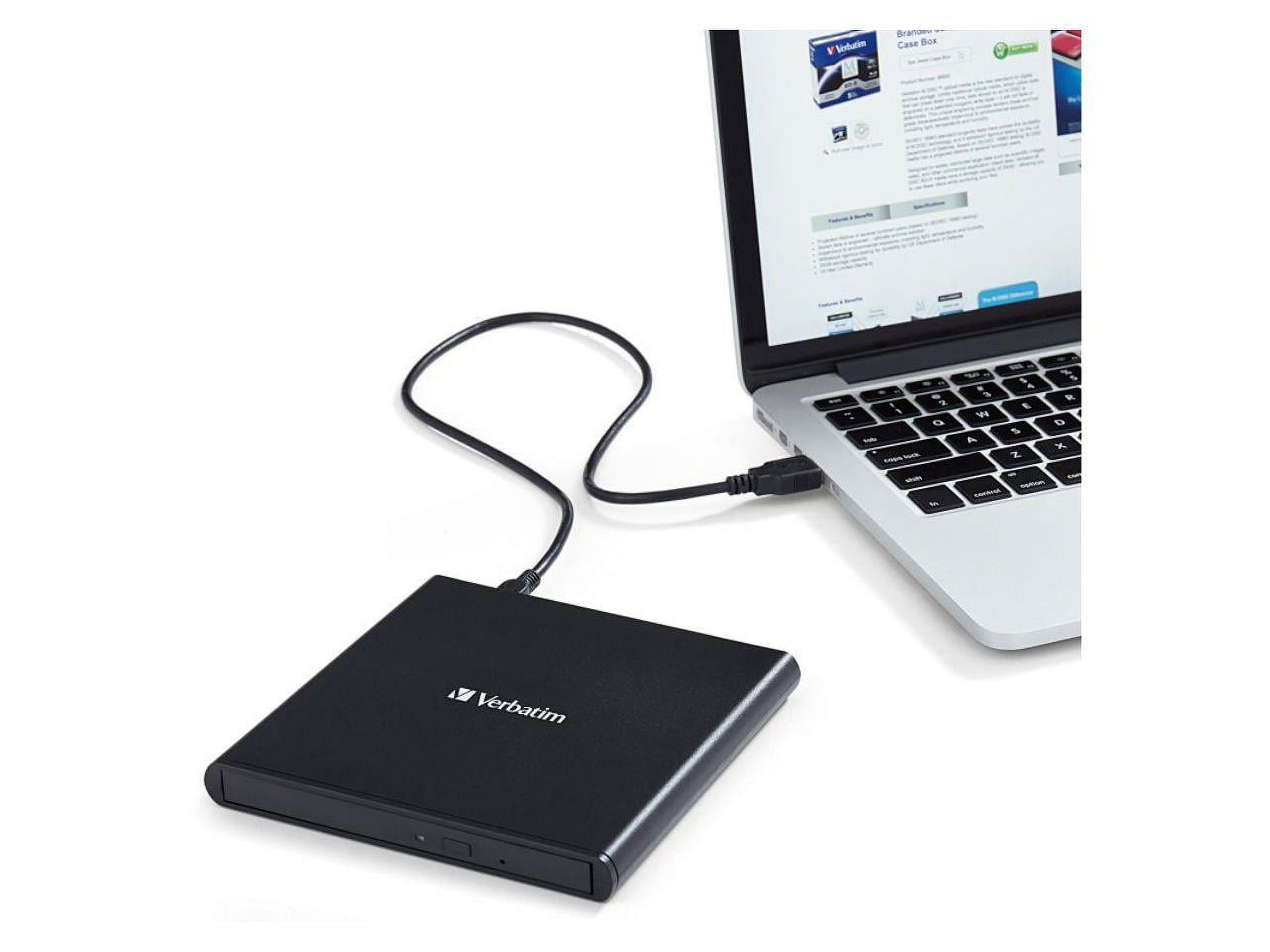 Verbatim USB External Slimline CD/DVD Writer Model 98938 - image 3 of 20