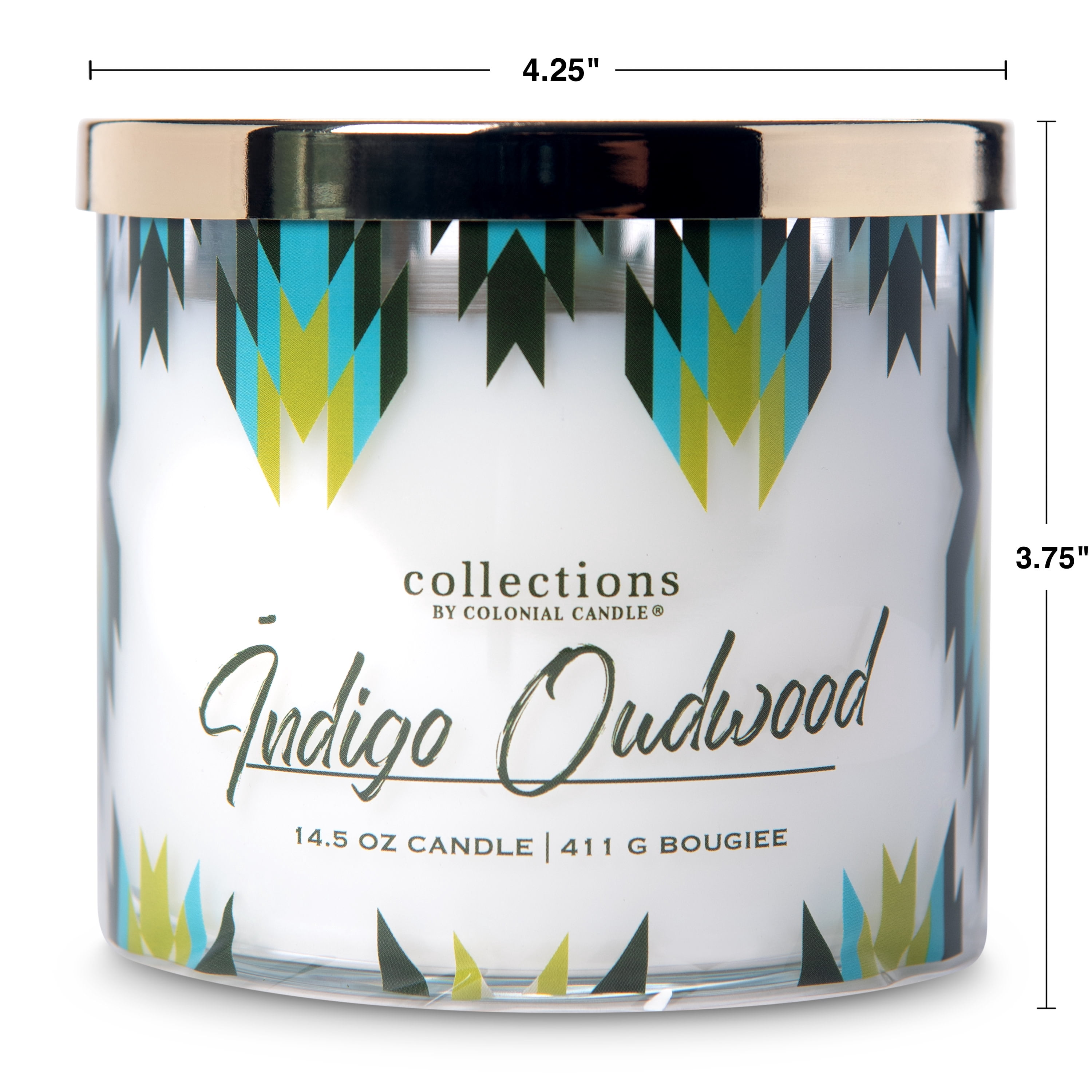 Colonial Candle Indigo Oudwood 14.5 oz 3 Wick Candle, Multicolor