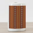 thumbnail image 3 of Orange Ceramic Toothbrush Holder, Indigenous Cultural Motif Pattern Traditional Borders, Decorative Versatile Countertop for Bathroom, 4.5" X 2.7", Orange Yellow and White, by Ambesonne, 3 of 4