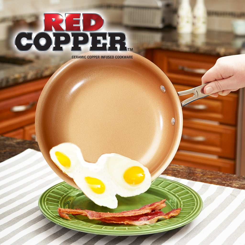 BulbHead Red Copper 10 PC Copper-Infused Ceramic Non-Stick Cookware Set