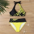 thumbnail image 3 of Hvot&aat Women's Color Block Print Bikini Sets Twist Front Two Piece Backless Halter Swimsuit, 3 of 4