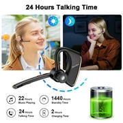 New bee Bluetooth Earpiece V5.2 Wireless Headset,24H Talk/180Days Standby,ENC Dual Mic Noise Cancelling,270°Rotatable Mic,Left/Right Ear Compatible for Work/Driver/Business/iPhone/Android,Black