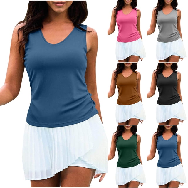 Blusas para mujer,Blusa informal sin mangas con cuello en V para mujer, mezcla de poliéster y elastano suave, cómoda para el verano en casa, sopatenor