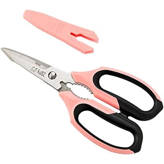 8" Heavy Duty Scissors, Utility Scissors All Purpose for Cardboard, Plastic, Carpet, Rope, Leather. Sharp Stainless Steel Blades, Non‑Slip Handle, Kitchen Shears for Food, Meat & Poultry