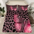 thumbnail image 2 of Manfei Gradient Pink Butterfly 3pcs Twin Sheet Sets for Teens Children Female,Leopard Print Twin Fitted Sheet,Bling Glitter Breathable Flat Sheet,Luxury Bedroom Decor, 2 of 7