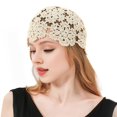 thumbnail image 5 of Harmtty Women Knitting Hat Hollow Crochet Flower Pattern Breathable Handcrafted Hat Outdoor Work Street Wear, 5 of 8