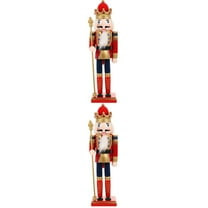 2 Pieces Nutcracker Doll Christmas Decorations Large Soldier Xmas Ornament Wooden Puppet