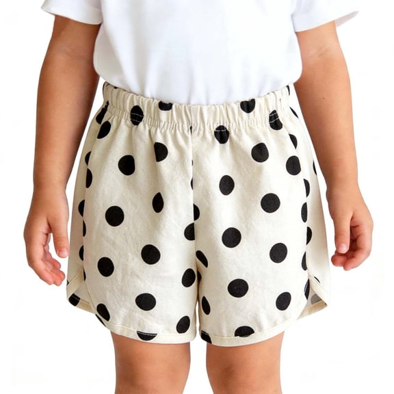 Khunlpohl Cotton Shorts for Toddlers Polka Dots Elastic Waistedd Short Pants Summer Breathable Lounge Athletic Pant