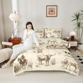 thumbnail image 4 of Homewish Western Cowboy 3 Pieces Queen Comforter Set for Female Men,Farmhouse Horse Cow Ultra Soft Bedding Sets,Retro Vintage Bedding Comforter Set,Microfiber Bedroom Decor,Reversible, 4 of 8