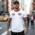 thumbnail image 2 of Men's USA 250th Anniversary Patriotic USA Graphic T-Shirt American Flag Casual Short Sleeve America 250 Merchandise, 2 of 4