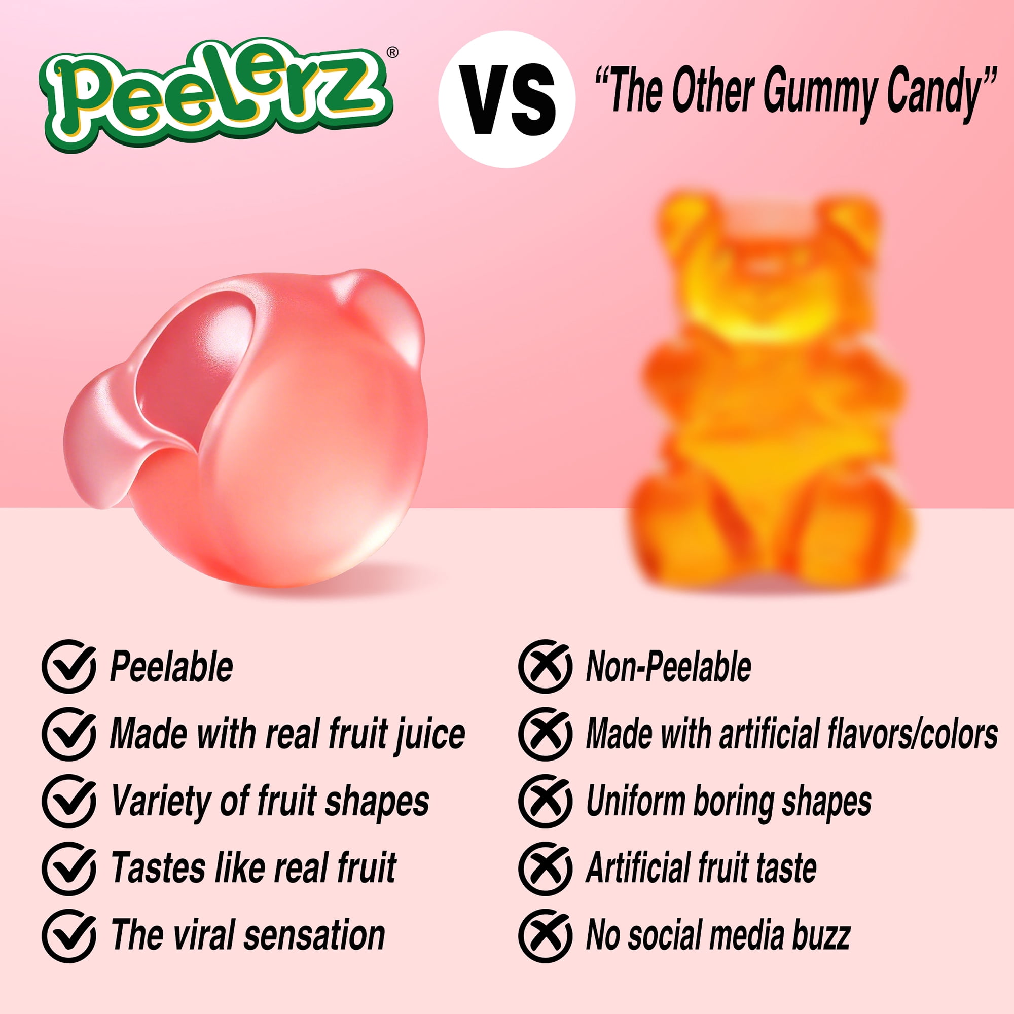 AMOS Peelerz Peach Theatre Box Gummy Candy, Gluten, Milk and Nut Free, 1 Count, 3 Oz