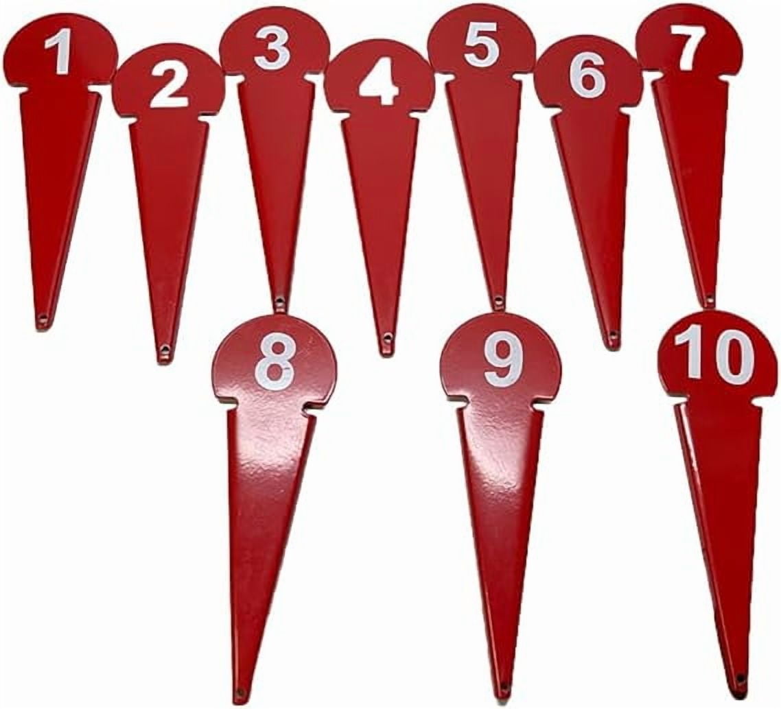 Durable Discus & Shot Put Markers (Set of 10) Essential Track and Field Equipment, Spiked Tips for Secure Placement, High Visibility, Robust Metal Construction for Competitions and Training