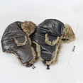 thumbnail image 2 of Necessory Outdoors PU Dad's Gift Black Brown Ear Protectors Ski Cap Winter Hat Trapper Hat Hunter Hat BROWN, 2 of 8