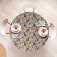 thumbnail image 4 of Ambesonne Space Fitted Round Tablecloth, Robots on Grid Squares, 45"- 56" Diameter, Multicolor, 4 of 5