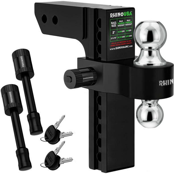 Enganche para remolque Rhino USA ajustable, caída de 10" y receptor de 2,5"