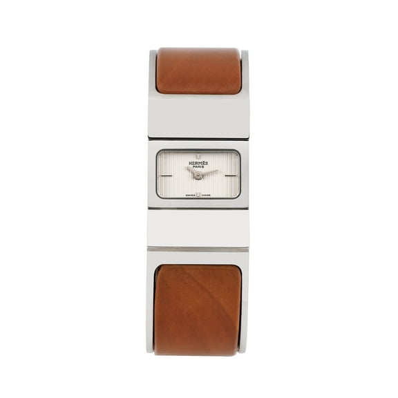 Pre-Owned Hermes Women's Loquet Bangle 28mm X 19mm Stainless Steel Wristwatch