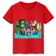 thumbnail image 3 of Camiseta de algodón roja de manga corta de verano para niños y niñas con estampado de cabeza grande de Sasquatch furtivo, 3 of 5