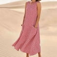 thumbnail image 1 of TaTaai Women's Elegant Plaid Sleeveless Loose Long Dress Flared Hem Casual Tank Dress Soft Lightweight Comfortable Dress Ideal for Work Daily and Vacation Gift, 1 of 5