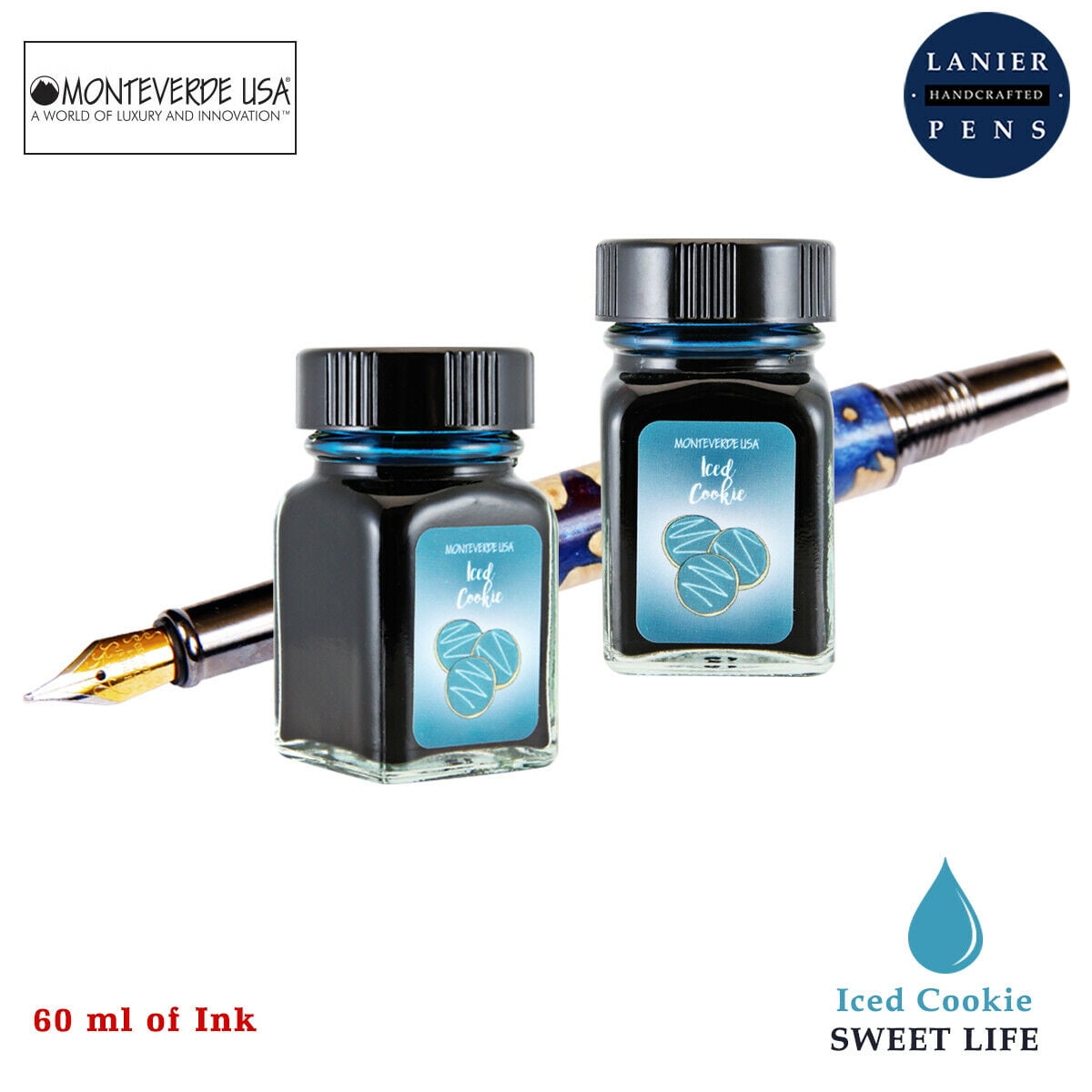 Monteverde 60ml Sweet Life Fountain Pen Ink Bottle (30ml Iced Cookie G309CK Ink Bottle - Pack of 2)