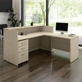thumbnail image 3 of Arrive 72W x 72D L Reception Desk with Drawers in Natural Elm - Engineered Wood, 3 of 11
