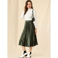thumbnail image 2 of Falda plisada midi con cintura elástica y acordeón metálico para mujer Aceituna S, 2 of 6