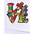 thumbnail image 4 of Colorful Puzzle LOVE Letter Print Black Women's Casual Fashion Round Neck Short Sleeve T-Shirt, Polyester, Machine Washable, 4 of 7