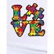 thumbnail image 5 of Colorful Puzzle LOVE Letter Print Black Women's Casual Fashion Round Neck Short Sleeve T-Shirt, Polyester, Machine Washable, 5 of 8