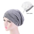 thumbnail image 5 of American Notions Women's Satin Silk Lined Sleep Cap, Slouchy, Yoga Beanie, Chemo Hat for Teens and Adults  ( Grey), 5 of 5