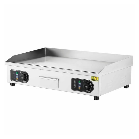 Commercial Electric Griddle 4400W - Countertop Flat Top Grill, 122-572°F Adjustable, 28.74x15.75in Stainless Steel w/Shovels , Brushes