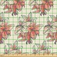 thumbnail image 2 of Ambesonne Floral Fabric by the Yard Upholstery, Lili Flowers Bouquet Romance, 10 Yards, Coral Coral and Pale Grey, 2 of 5