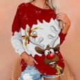thumbnail image 2 of Gibobby Sudaderas de moda para mujer Navidad Sin Ocio Manga Larga Cuello Redondo Polar, holgado a la moda (Rojo, XL), 2 of 5