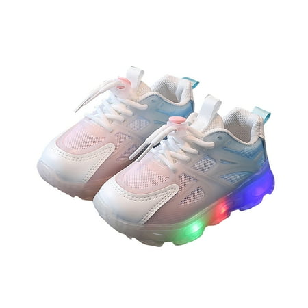 kamemir Boys  Sneakers Children s Sneakers Color Gradient Light Shoes Dad Shoes Lace Up Soft Soles Baby Running Sports Shoes(White 8.5)