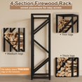 thumbnail image 4 of Firewood Rack Indoor 47 Inch Tall, 4-Tier Heavy-Duty Firewood Holder for Fireplace with Minimalist Style, Decorative Log Rack, Flexible Storage, Space-Saving, Easy Assembly, Black, 4 of 9