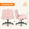 thumbnail image 2 of CQAOE Criss Cross Chair with Wheels, Armless Wide Seat Ergonomic Adjustable Swivel Desk Chair, Comfortable Cross-Legged Task Chair for Home Office, Bedroom, Vanity (Pink), 2 of 8