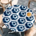 thumbnail image 4 of Blue Football Round Tablecloth 36-44 Inch Round Fitted Table Cloth with Elastic Edge, Vintage Soccer Geometric Watercolor Waterproof Table Cover Protector for Outdoor Picnic Party Dining, 4 of 9