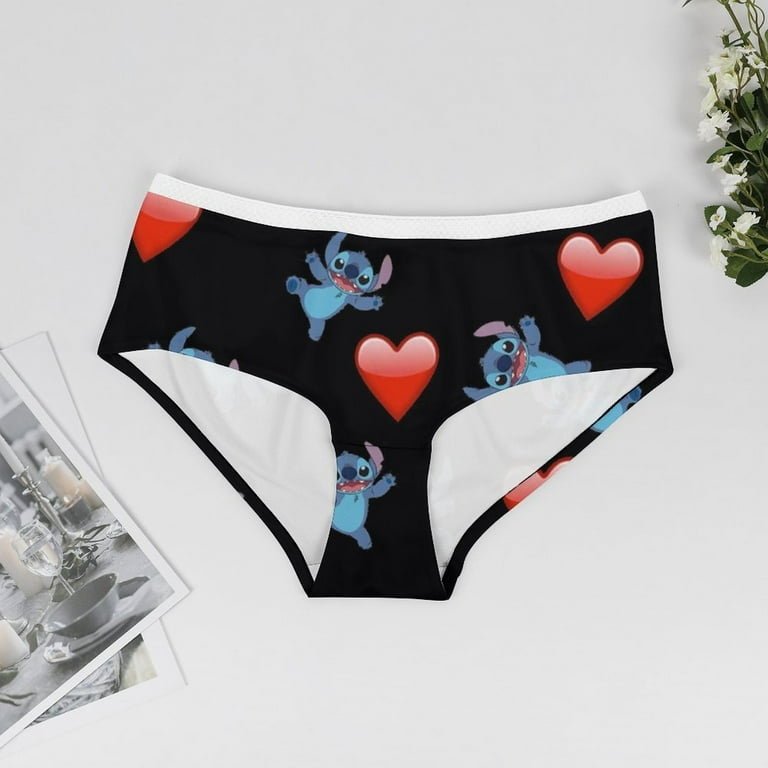 Love Cartoon Stitch Women's Lace Brief Breathable Sexy Elastic Bikini  Hipster Panties Lady Underwear 