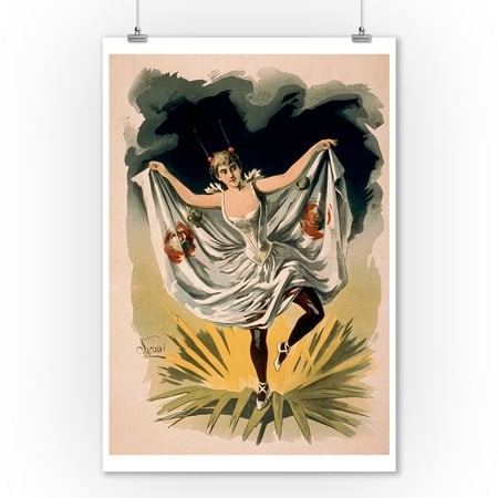 Woman in Dance Costume on Flower Poster (9x12 Art Print, Wall Decor Travel