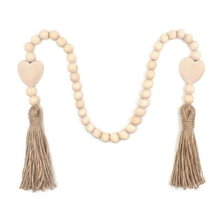 Moocorvic Farmhouse Decor Wood Beads Garland with Tassels 35.5'', Boho Wall Hanging Home Decor