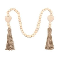 Moocorvic Farmhouse Decor Wood Beads Garland with Tassels 35.5'', Boho Wall Hanging Home Decor