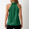 thumbnail image 6 of XFLWAM Womens Silk Satin Halter Tank Tops Casual Sleeveless Mock Neck Top Summer Curved Hem Dressy Blouse Shirt, 6 of 8