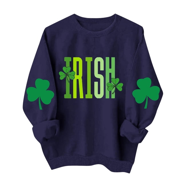 Tauxra Chandails à Enfiler de la Saint-Patrick pour Femmes, Manches Longues, Col Rond, Coupe Ample, Blouse Tunique Décontractée pour Femmes