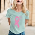 thumbnail image 2 of Cancer Shirts for Women Pink Ribbon Print Short Sleeve Tees Summer Casual Fight Cancer Crew Neck Tops, 2 of 4