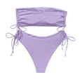 thumbnail image 4 of Efsteb Women'S Bikini Swimsuits Strapless Bathing Suit Bikini Solid Color Summer Beach High Waist Two Piece Swimsuits Swimsuit (Purple,M), 4 of 5