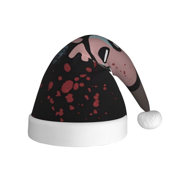 Gokiu The Binding of Isaac Santa Hat Christmas Hats for Adults Holiday Unisex Plush Beanie for Xmas New Year Party Headwear